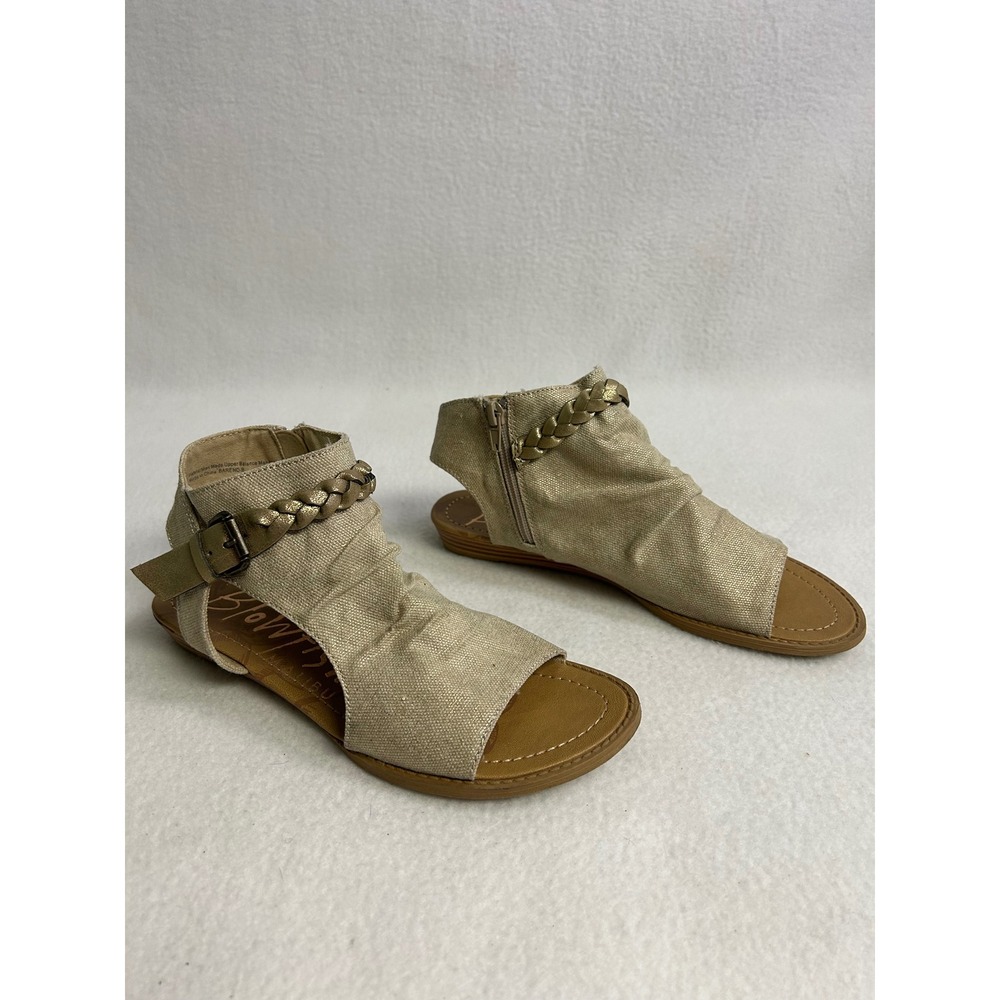 Boho Blowfish Malibu Womens 8M Champagne Gold Barend Braided Gladiator Sandal